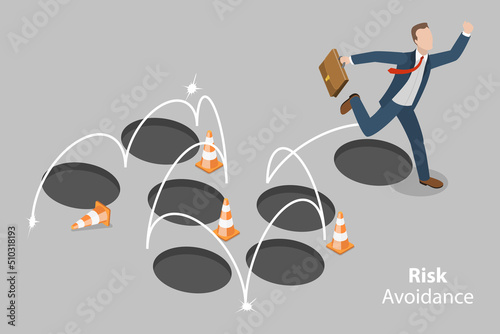 3D Isometric Flat Vector Conceptual Illustration of Risk Avoidance, Avoiding Business Mistake and Failure photo