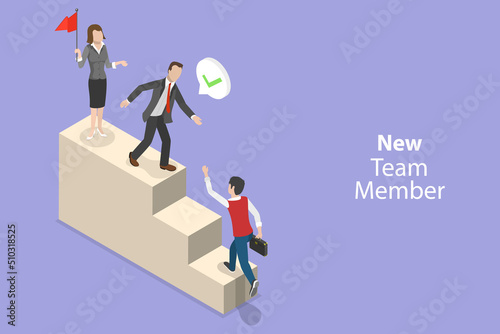 3D Isometric Flat Vector Conceptual Illustration of New Team Member, Colleague Introduction and Acquaintance