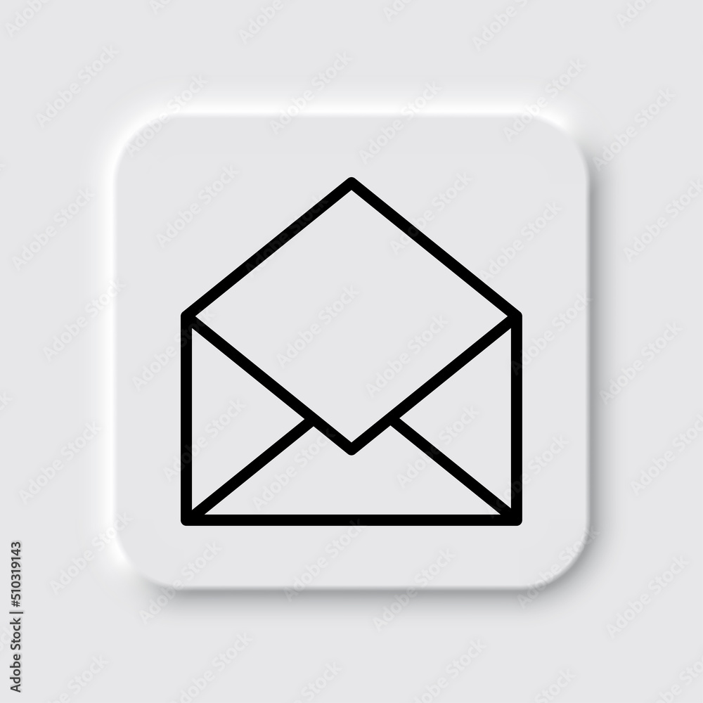 Open mail simple icon vector. Flat design. Neumorphism design.ai