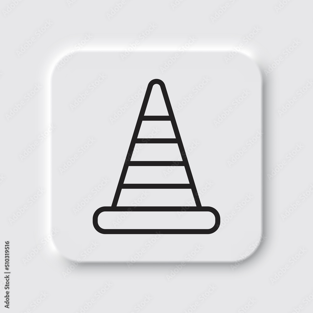 Traffic cone simple icon vector. Flat design. Neumorphism design.ai Traffic cone simple icon vector. Flat design. Neumorphism design.ai