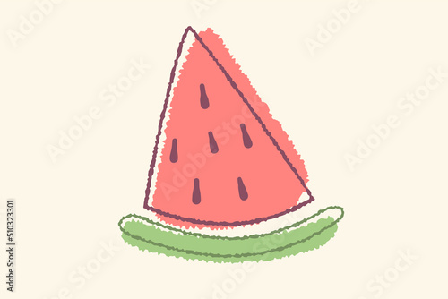 Vector vintage illustration of watermelon in hand drawing style. Vector poster of watermelon in retro style. Tropical fruit.