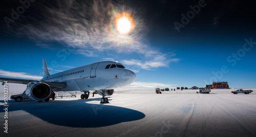 Airbus A319 at Wilkins Ski Runway, Antarctica