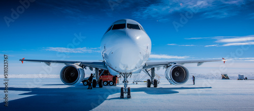 Airbus A319 on Antarctic Ski Runway