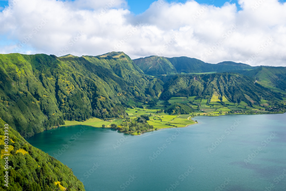 View from the Cumeeiras viewpoint to Sete Cidades Lake - 