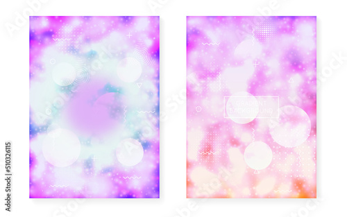 Rainbow Design. Hologram Presentation. Memphis Dots. Violet Magic Shape. Retro Screen. Minimalist Background. Summer Flyer. Round Luminous Template. Purple Rainbow Design