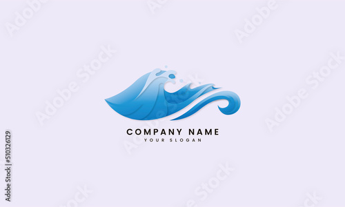 Ocean wave water, blue logo element sea