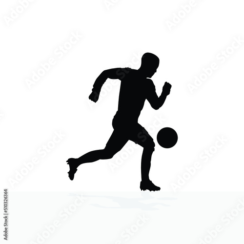 vector soccer player silhouette. player shooting white background © Aleena