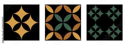 Tiles collection. Colorful mosaic with geometric pattern. Azulejos art design. Spanish, Portugease, Moroccan tiles set.