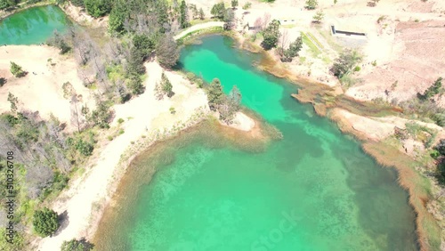 Aerial view of the blue wells Colombia Villa de Leyva photo