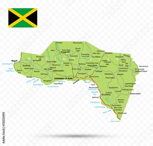 Westmoreland Map. Jamaica state photo