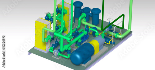 Tableau sur toile lube oil turbine system 3D illustration