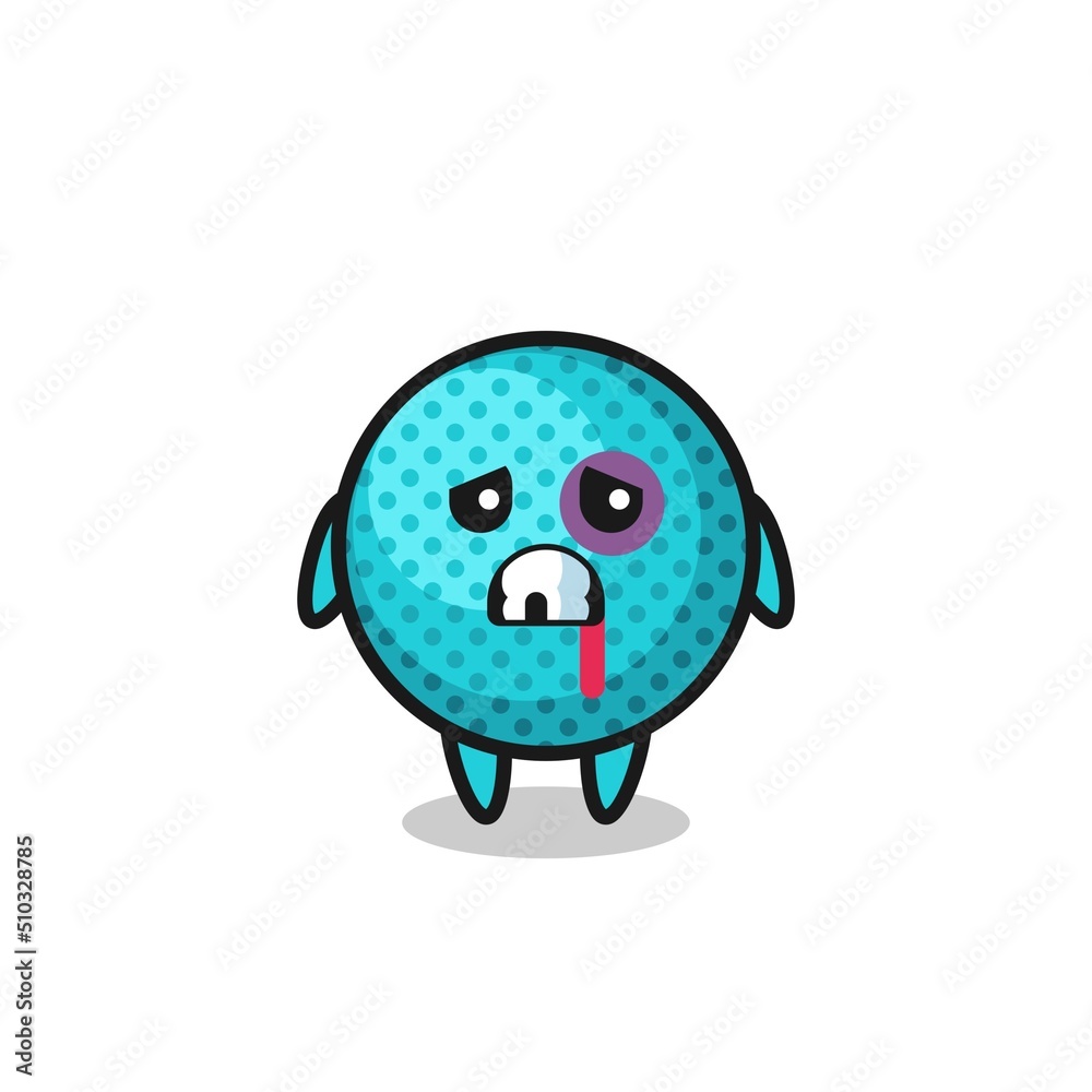 injured spiky ball character with a bruised face