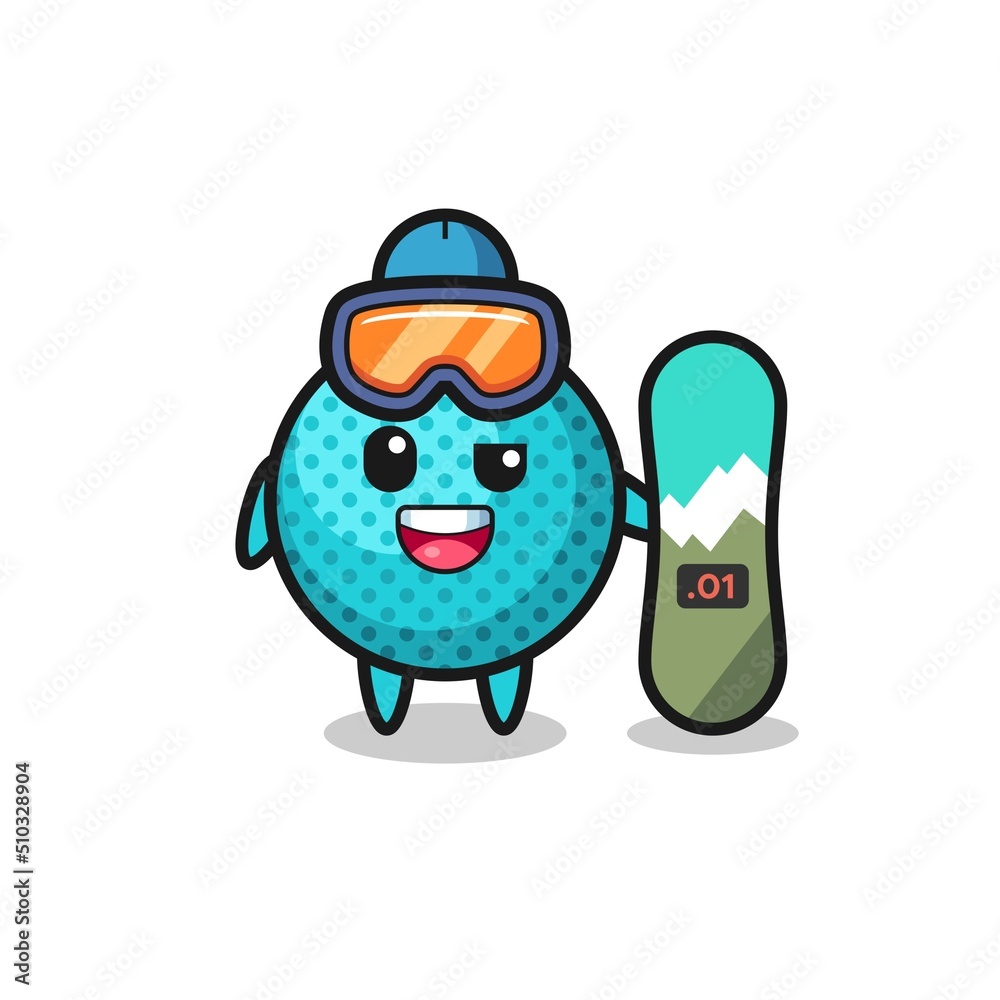 Illustration of spiky ball character with snowboarding style