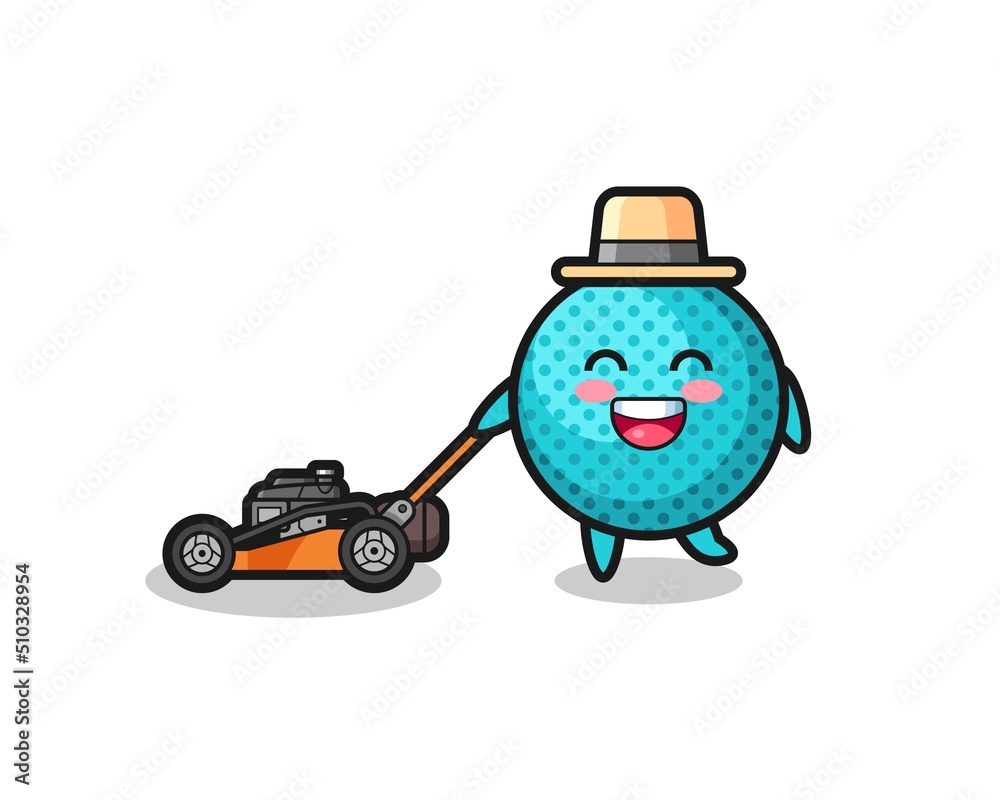 illustration of the spiky ball character using lawn mower illustration of the spiky ball character using lawn mower
