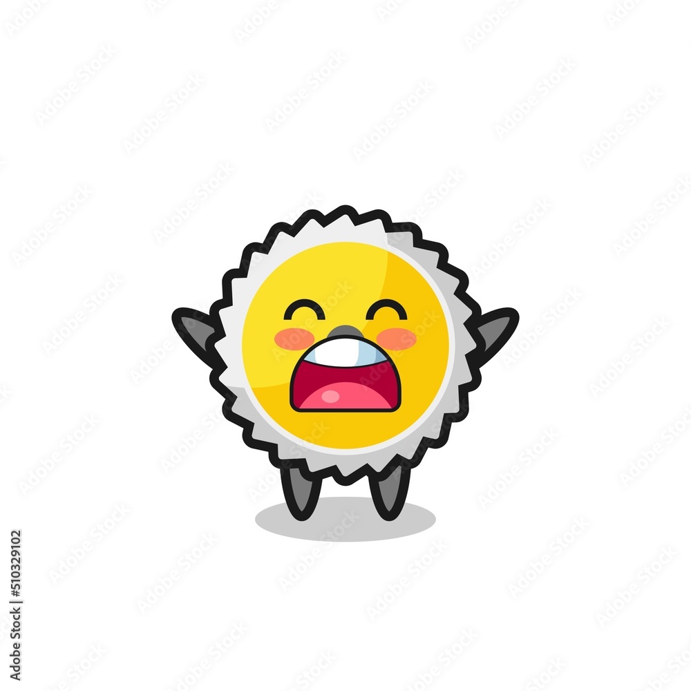 cute saw blade mascot with a yawn expression cute saw blade mascot with a yawn expression