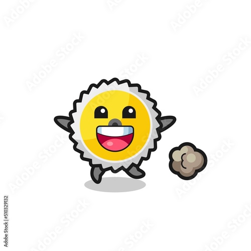 the happy saw blade cartoon with running pose