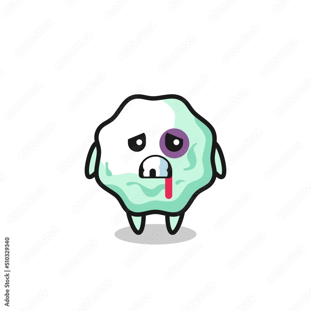 injured chewing gum character with a bruised face injured chewing gum character with a bruised face