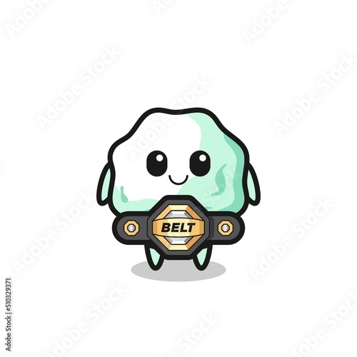 the MMA fighter chewing gum mascot with a belt