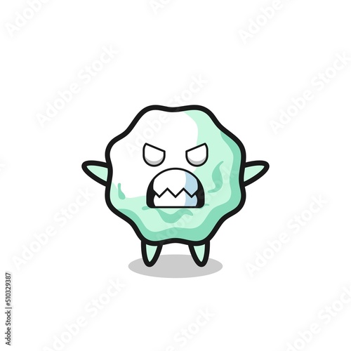 wrathful expression of the chewing gum mascot character