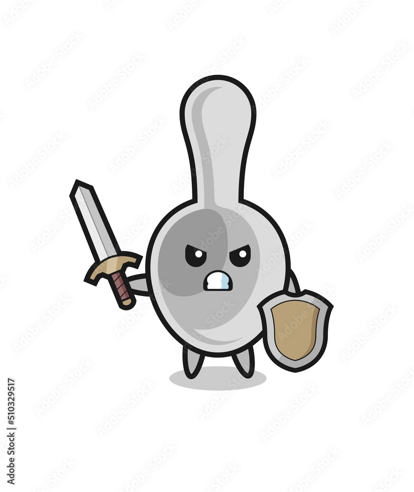 cute spoon soldier fighting with sword and shield cute spoon soldier fighting with sword and shield
