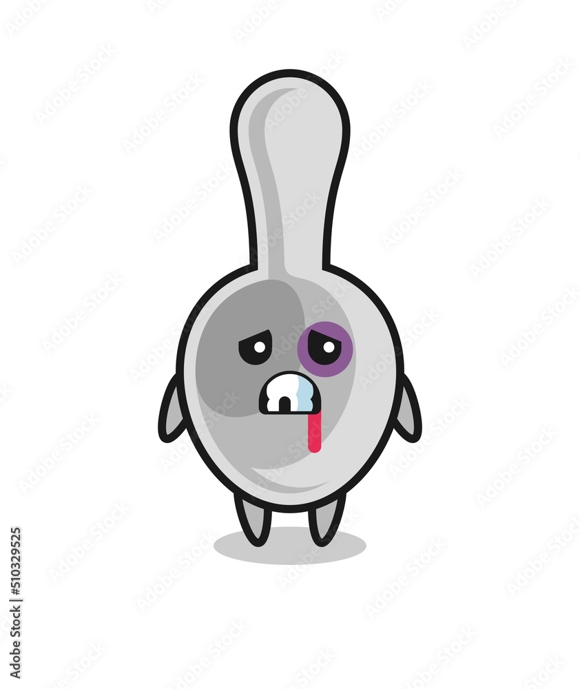 injured spoon character with a bruised face injured spoon character with a bruised face