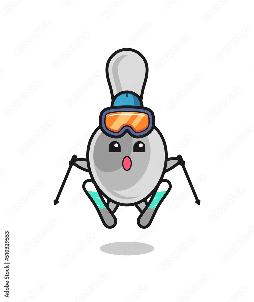 spoon mascot character as a ski player spoon mascot character as a ski player