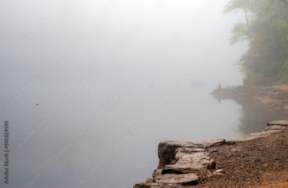 Fog covered river in Arkansas Fog covered river in Arkansas