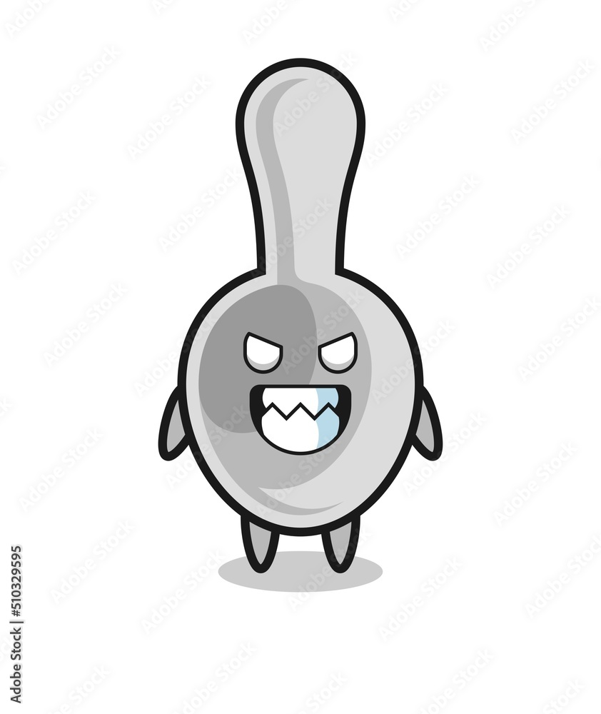 evil expression of the spoon cute mascot character evil expression of the spoon cute mascot character