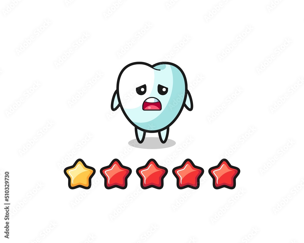 Naklejka premium the illustration of customer bad rating, tooth cute character with 1 star