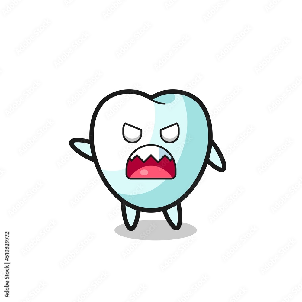 cute tooth cartoon in a very angry pose cute tooth cartoon in a very angry pose