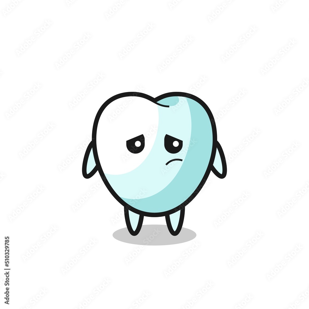 Naklejka premium the lazy gesture of tooth cartoon character