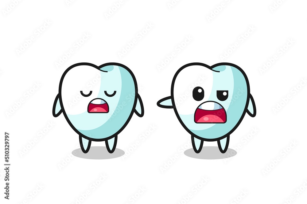 illustration of the argue between two cute tooth characters