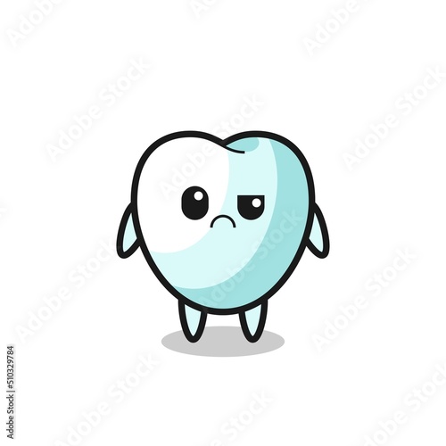 the mascot of the tooth with sceptical face