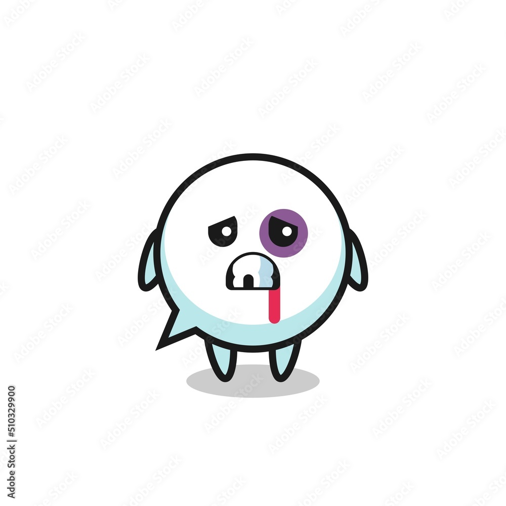 injured speech bubble character with a bruised face injured speech bubble character with a bruised face