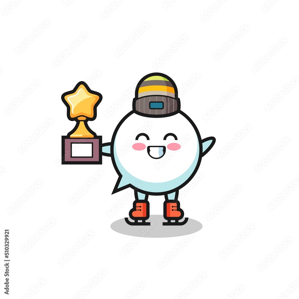 speech bubble cartoon as an ice skating player hold winner trophy speech bubble cartoon as an ice skating player hold winner trophy
