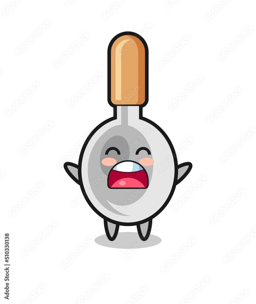 cute cooking spoon mascot with a yawn expression cute cooking spoon mascot with a yawn expression