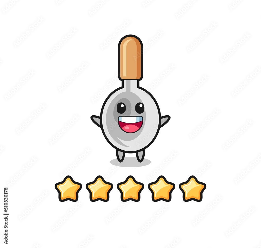 the illustration of customer best rating, cooking spoon cute character with 5 stars the illustration of customer best rating, cooking spoon cute character with 5 stars