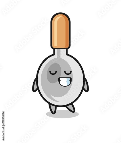 cooking spoon cartoon illustration with a shy expression