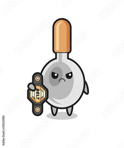 cooking spoon mascot character as a MMA fighter with the champion belt