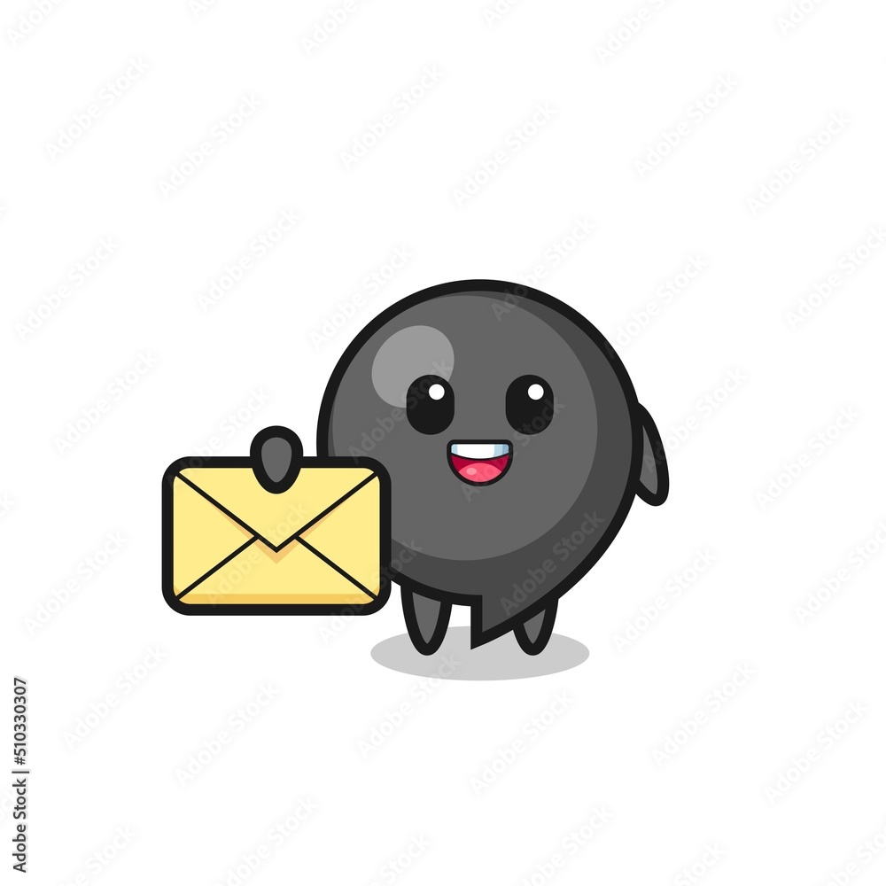 cartoon illustration of comma symbol holding a yellow letter cartoon illustration of comma symbol holding a yellow letter