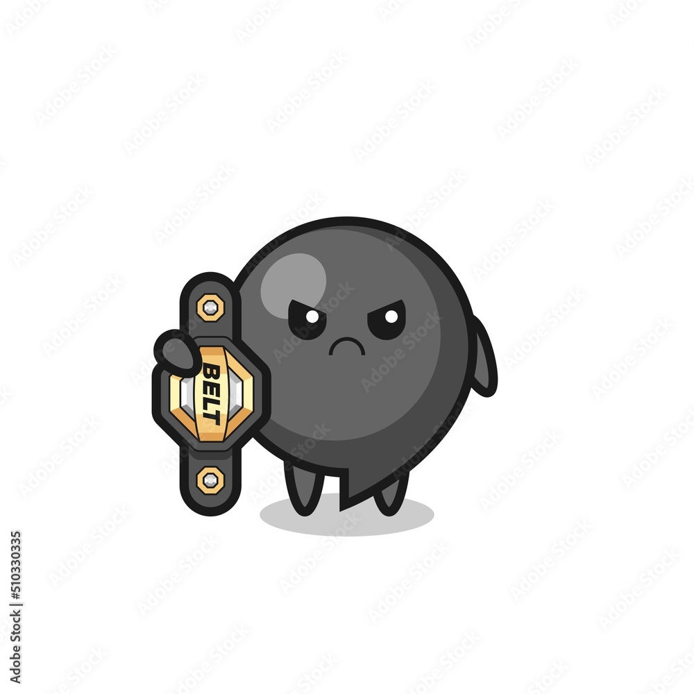 Fototapeta premium comma symbol mascot character as a MMA fighter with the champion belt