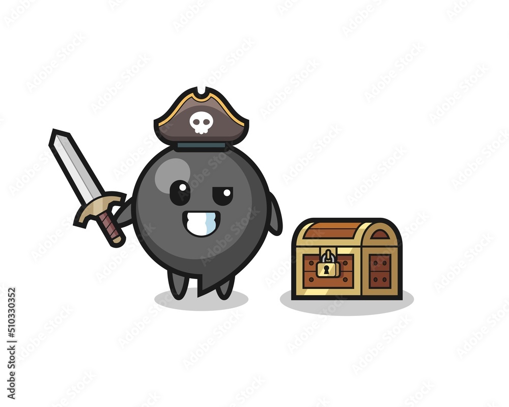 the comma symbol pirate character holding sword beside a treasure box the comma symbol pirate character holding sword beside a treasure box