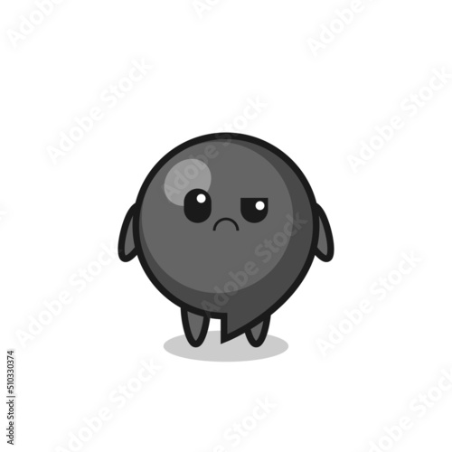the mascot of the comma symbol with sceptical face