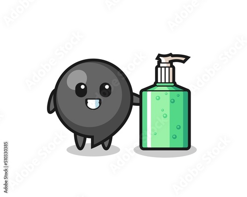 cute comma symbol cartoon with hand sanitizer