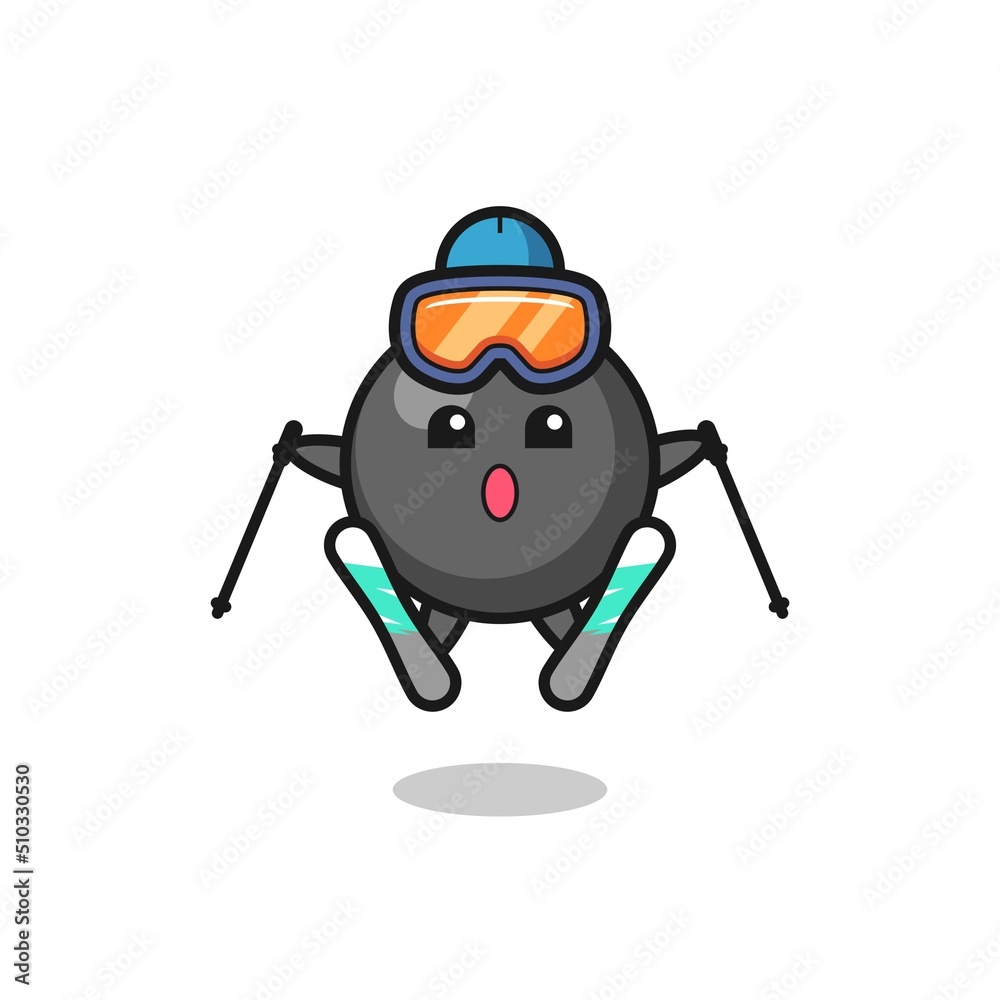 dot symbol mascot character as a ski player