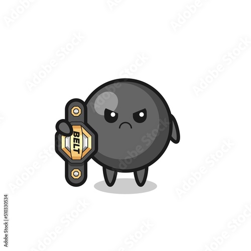 dot symbol mascot character as a MMA fighter with the champion belt