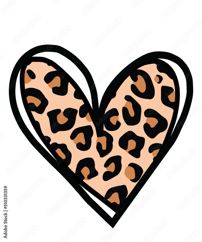 leopard heart name frame png, leopard heart svg, cheetah heart PNG