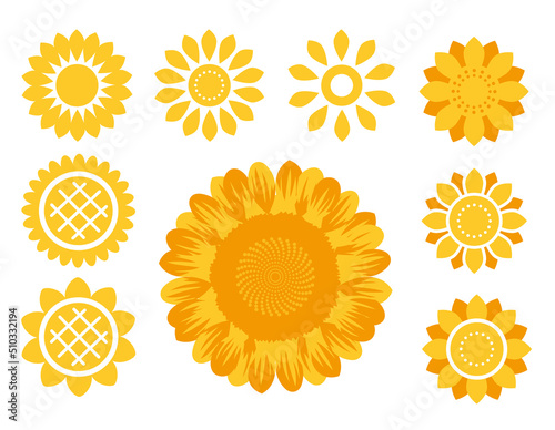 ひまわりの花のマーク9種類セット