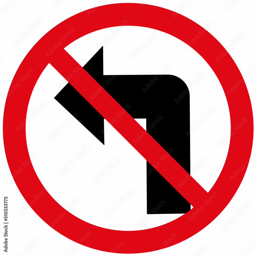 vector illustration graphic icon symbol warning sign forbidden to turn left