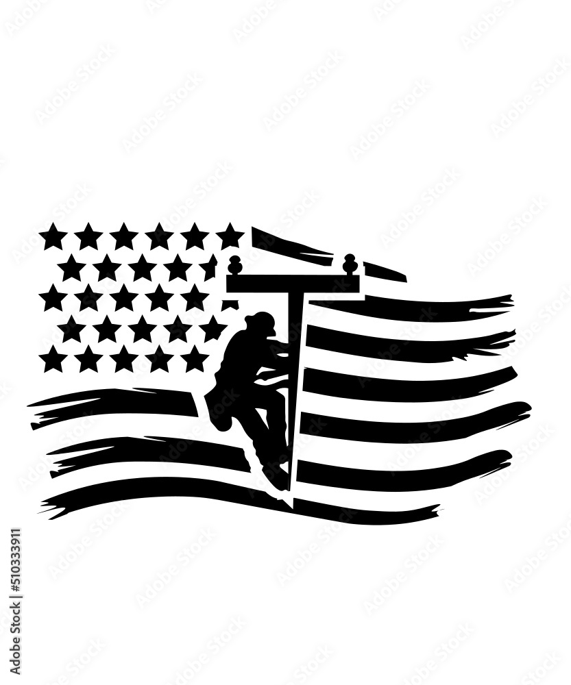 lineman svg, lineman flag svg, lineworker svg, lineman american flag